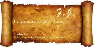 Francsics Júlia névjegykártya